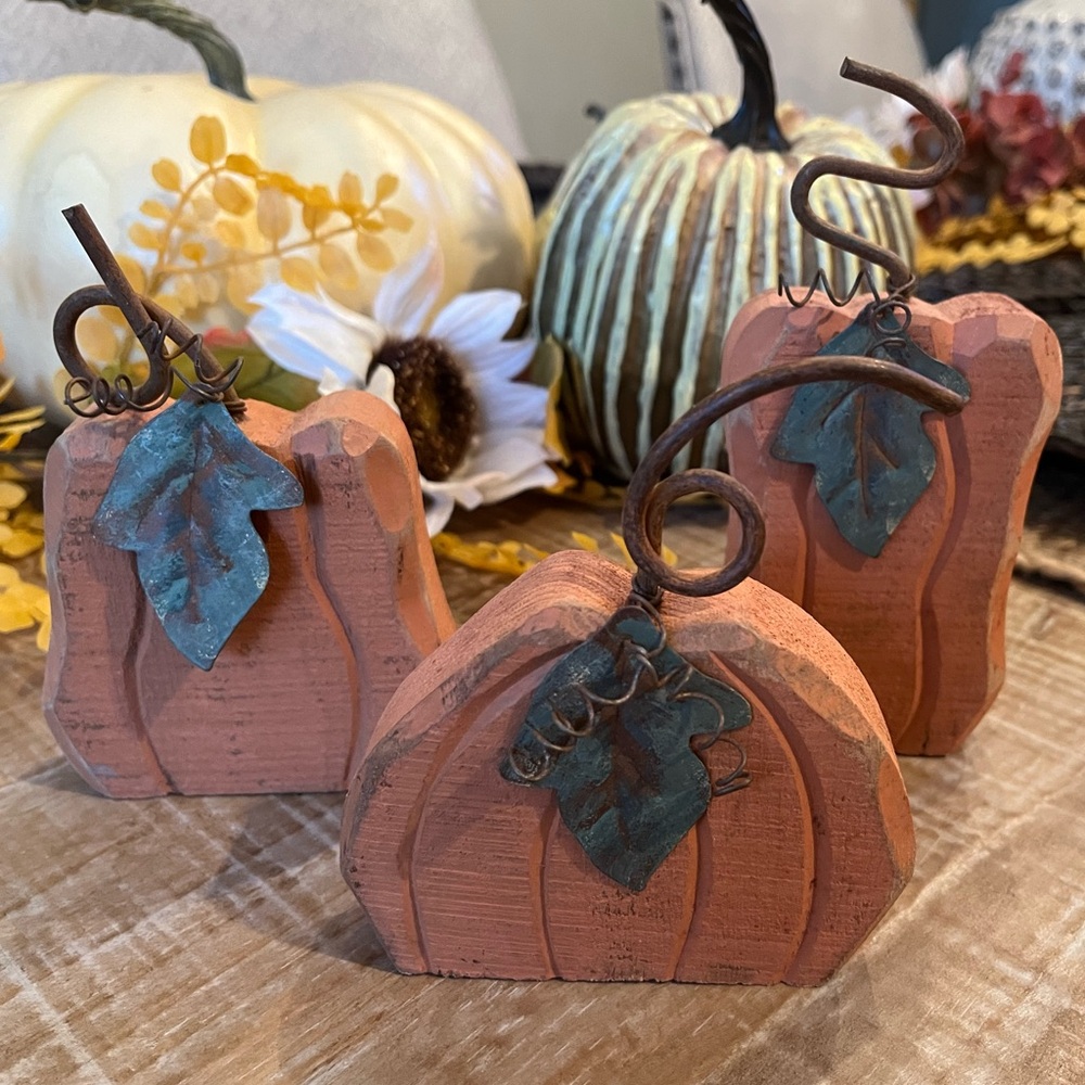 Rustic Wooden Pumpkin Decor, Set of 3